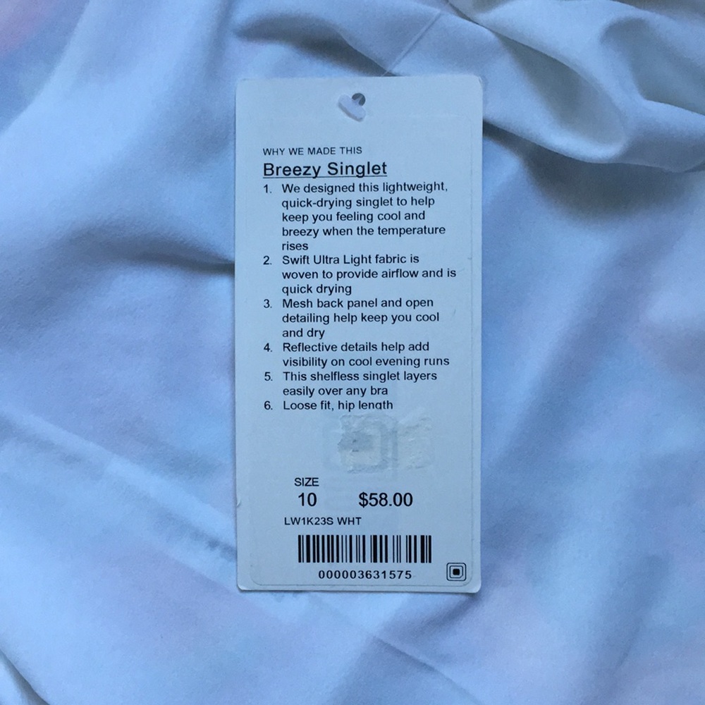 Lululemon NWT Breezy Singlet Size 10 clean white - Picture 5 of 8
